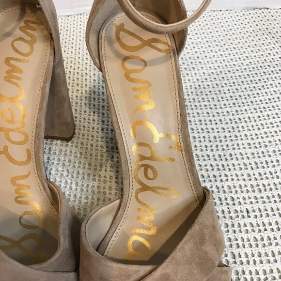 SAM EDELMAN ORLANE TAN SUEDE BLOCK HEEL WOMENS SANDALS SZ 11 NEW - Picture 3 of 9